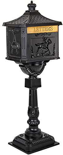 Polar Aurora Mailbox Cast Aluminum Black Mail Box Postal Box Security Heavy Duty New