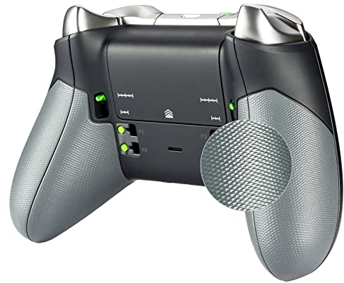 eXtremeRate Case Grips Gehäuse Hülle Cover für Xbox One Elite Controller, Griffe Schale Shell Ersatzteile für Xbox One Elite V1 Controller Modell 1698(Schwarz Grau)