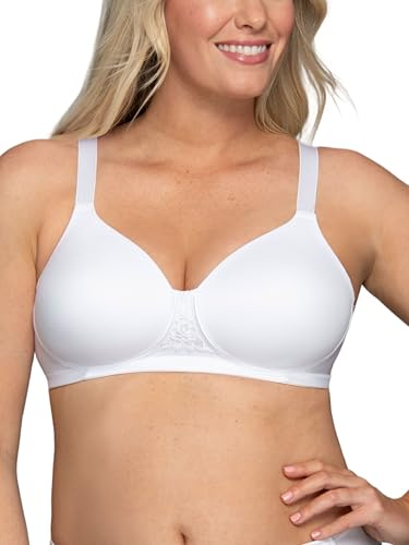 Vanity Fair Women's Full Figure Beauty Back Smoothing Bra, 4 Way Stretch Fabric, Lightly Lined Cups up to H - Wirefree - White, 44B