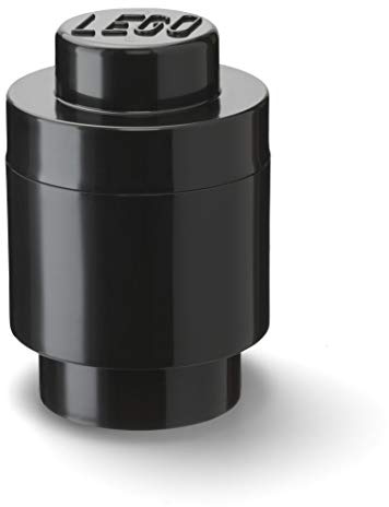 Brique de Rangement LEGO® 1 Bouton noir, Boîte Empilable 950 ml, Ø123x183 mm, Rangement Bureau & Jouets, Décoration Maison