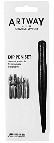 Artway Dip Pen Set with 5 Drawing & Calligraphy Nibs,black