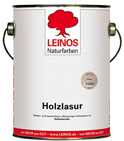 Wetterfeste Holzlasur für Außen 212 Hellgrau 2,50 Liter – offenporiger Holzschutz mit Filmschutz gegen Pilzbefall – für Fenster, Türen, Zäune & Pergolen – wasserabweisend, lasierend