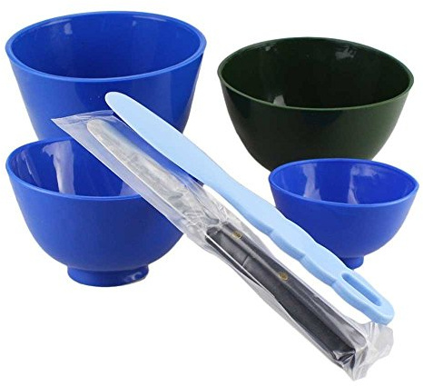 Earlywish 4 piezas de goma de laboratorio dental Bowls de mezcla + 2 espátulas