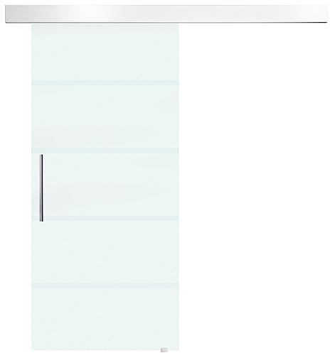 HOMCOM Puerta Corrediza de Vidrio Puerta Corredera Deslizante de Cristal Seguridad 90x205 cm