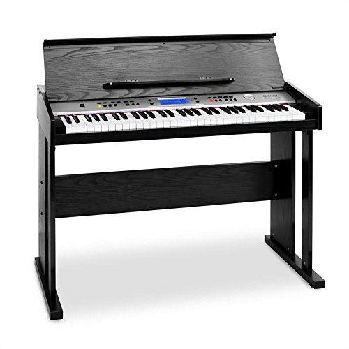Schubert Carnegy-61 - piano eléctrico, teclado, 61 teclas, sensibilidad a la rapidez, 100 ritmos, 136 instrumentos, 8 pistas demo, altavoces, salida de línea, MIDI, función dual, negro
