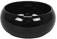 Polnix Keramik Übertopf Schale rund Pflanzschale Vase Blumentopf D 14 cm schwarz