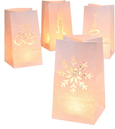 Haushalt International 8 Stück Lichtertüten Weihnachten Dekoration Deko Leuchttüten Kerzen Tüten Licht Candle Bag