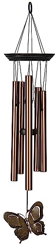 Woodstock Wind Chimes My Butterfly Chime, Bronze Aluminum Tubes, Small 21-Inch, Light Airy Sound Wind Chime for Outdoor Decor for Garden