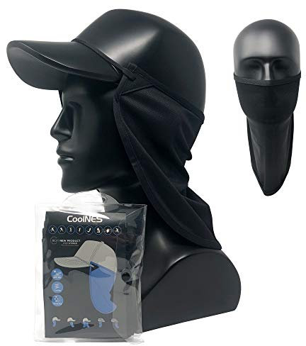 CoolNES - UV Sun Protection Neck Drape Adjustable Multifunctional 2 in 1 Face Covering for Outdoor Fishing - Unisex Black