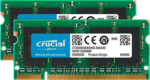 Crucial CT2KIT25664AC800 Arbeitsspeicher 4GB (200-polig, CL6, 2X 2GB) SODIMM DDR2-RAM Kit