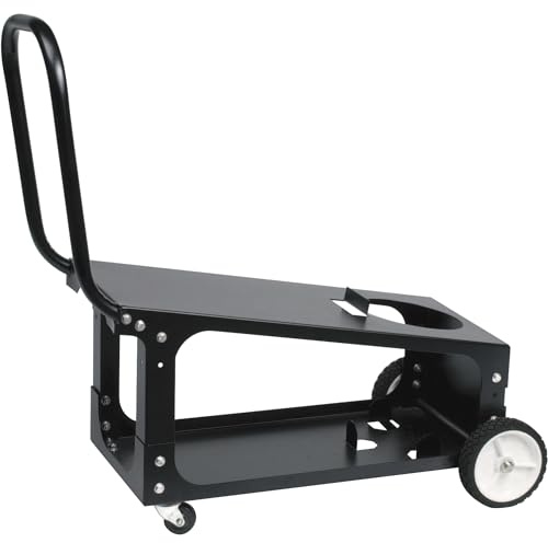 Lincoln Electric Welding Cart K2275-3, Easy Transport for Welder, 80 Cu Ft Gas Cylinder, Weld Cables and Accessories, Dual Tier with Angled Top Shelf, Two Wheels, Heavy Duty Steel, Black, 14