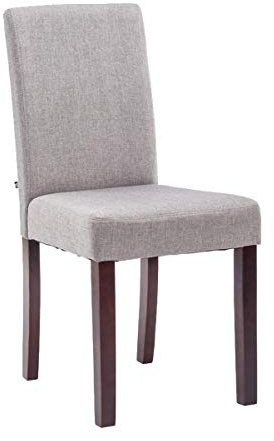 CLP Silla De Salón Comedor Ina Acolchada En Tela I Silla De Sala De Espera con Base 4 Patas De Madera, Color:Gris Claro, Color del Marco:Cappuccino