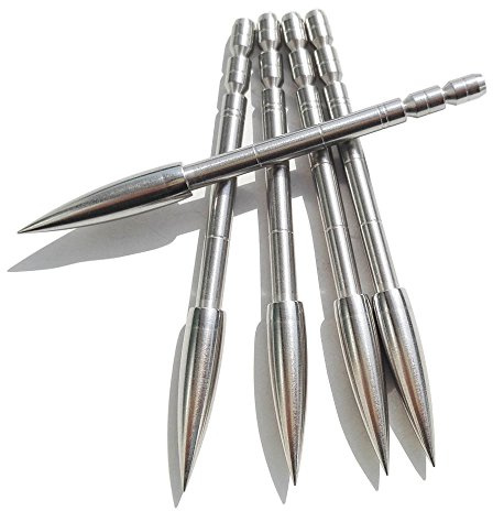 ZSHJG 12pcs Tir à l'arc Pointe de flèche Insert de Chasse Pointe de flèche Broadhead de Pratique Pointe en Acier Inoxydable pour Arbre de Flèche ID 4.2mm (120grain)