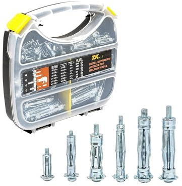 T. K. Excellent Heavy Duty Zinc Plated Steel Molly Bolt Hollow Drive Wall Anchor Screws Set for Drywall,Multiple Sizes Assortment Kit, 68 Pieces