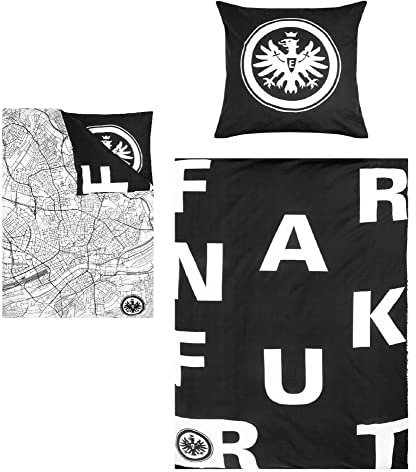 Eintracht Frankfurt Bettwäsche 135 x 200 cm schwarz weiß Baumwolle