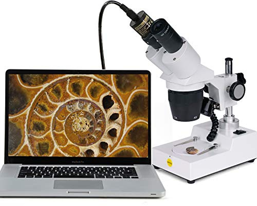 SWIFT Stereomicroscopio S306-L-EP5R con fotocamera, ingrandimento 20X / 40X, stereomicroscopio binoculare ruotabile di 360°, oculari a campo largo 10x e 20X, illuminazione a LED (EU Spina)