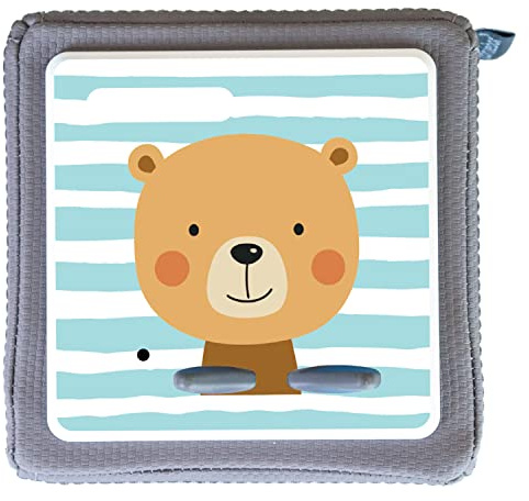 MeinBaby123 Schutzfolie kompatibel mit Toniebox | Schutzcover selbstklebend | Aufkleber passgenau I Folie Sticker | Personalisierbar mit Name I Toniebox Zubehör | Bär