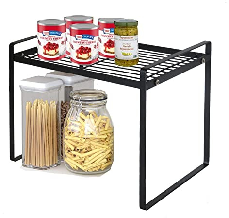 DearyHome Cabinet Shelf, 13 Kitchen Counter Shelf, Metal Wire Stackable Cupboard Spice Rack, Space Saving Countertop Orgainzer and Storage Rack Shelves for Kitchen Pantry Bathroom