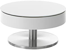 Robas Lund Couchtisch Rund weiß, Wohnzimmertisch Edelstahl gebürstet, BxHxT 79x4079 cm