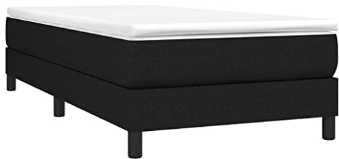 vidaXL Estructura de Cama con Somier, Somier Individual de Listones, Base de Cama Tapizada, Mueble para Dormitorio Hogar, Tela Negro 90x190 cm