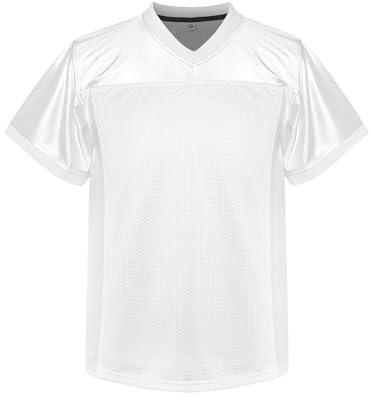 MESOSPERO Youth Football Jersey American Football Jersey Sports T-Shirt Blank Kids Football Practice Jersey (White, S)