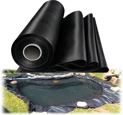 5M×6M Schwarz Wasserdicht Fischteichfolie 6M×8M HDPE Undurchlässig Schwimmteichfolie 7M×9M Flexibel Undurchlässig Wasserfall Bachbrunnen Teichfolie(Größe:1x3)