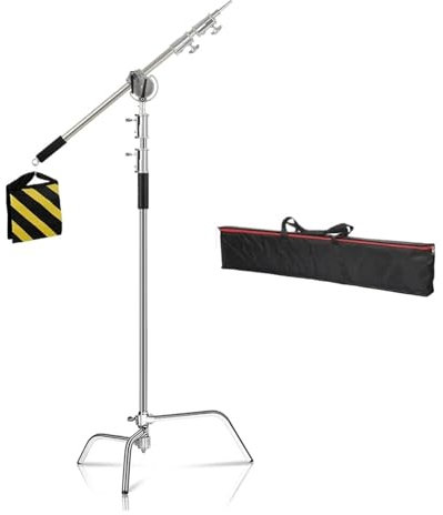 LNWZVMZFV 106 cm–249 cm Edelstahl-Querlenkerstange mit Gewichtstasche, Zubehör, Verlängerungsstange, Fotostudio-Set, Lichtstativ(2.6M with Crossbar)