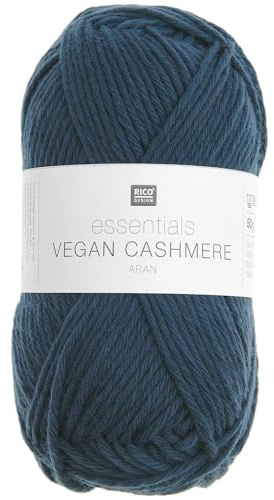 Rico Design Essentials Vegan Cashmere aran, Strickgarn 100% Polyamid, 50g (07 petrol)