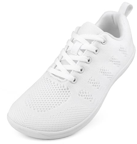 Minbei Breite Barfuss Schuhe Damen Barfußschuhe Minimalistische Walking Schuhe Outdoor Traillaufschuhe Turnschuhe Fitnessschuhe Weiß 39