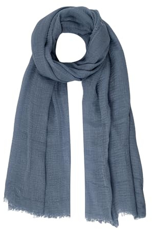 Nydotd Women Summer Cotton Linen Scarf Crinkle Long Beach Shawl Wrap hijab with Fringe (Dark Blue, 71 x 35 Inch)