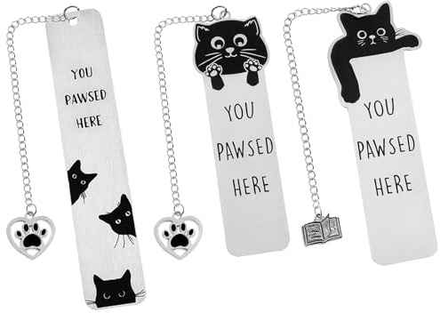 HTTDSLF 3 Pezzi Segnalibri per Gatti da Donna, Segnalibri Simpatici Gatti, Gatto Nero Idea Regalo per Amanti dei Gatti Donne Amanti dei Libri Segnapagina Simpatici per Libri, per Insegnanti Studenti