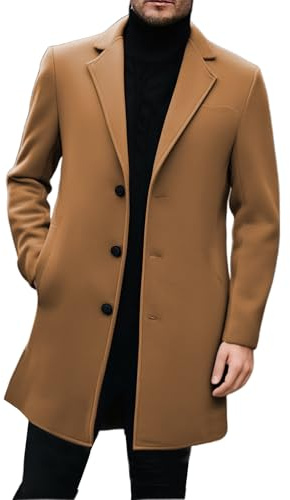 MaNMaNing Manteau Anorak Court Coupe Slim, Veste Caban En De Veste 3/4 Pour Homme Longue Homme Manteau Laine Baseball D'Hiver Business Slim Fit Overcoat