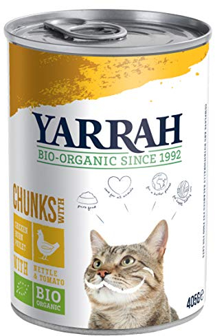 YARRAH Bio Katzenfutter Bröckchen Huhn 405g, 12er Pack (12 x 405 g)