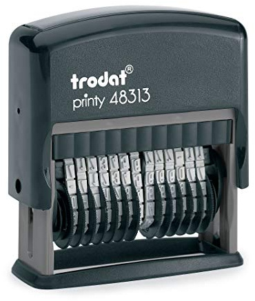 Trodat 13-Digit Self-Inking Number Stamp, Rotating 0–9 Numberer for Office, Inventory, Invoices, Packaging, Clean, Consistent Impressions, 0.125 x 1.3