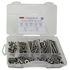 Sortiment DIN 7991 / ISO 10642 Senkkopfschrauben A4 in der Größe M6, Innensechskant, 200 Teile