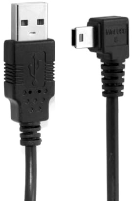 CY - Cable de datos mini USB tipo B macho de 5 pines en ángulo izquierdo de 90 grados a USB 2.0 macho con ferrita de 3 m