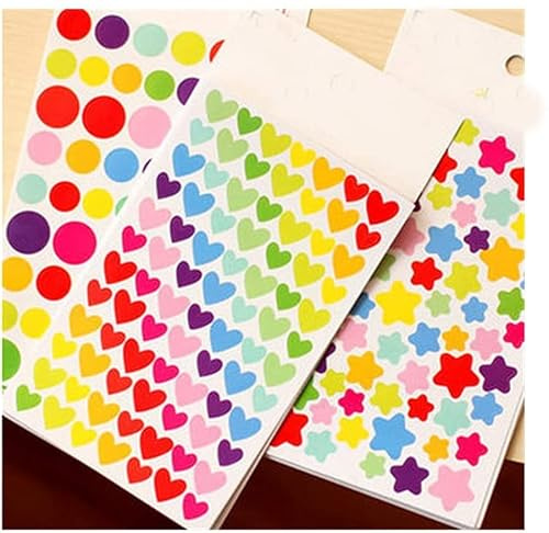 VIVIIHOO 18 adesivi, 1200 adesivi, stelle a forma di cuore, adesivi a punti colorati, album di foto fai-da-te per bambini