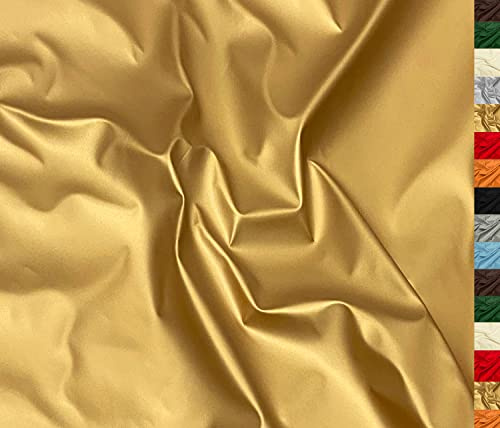 A-Express Mjukt konstlädertyg spandex stretch slät matt konstläder vinylmaterial 140 cm bred 230 gsm envägsstretch säljs per meter - halvmeter 50 cm x 140 cm guld