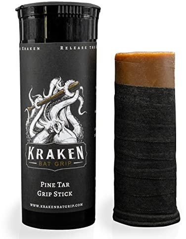 Kraken Bat Grip Batting Pine Tar Grip Stick Enhancer for Baseball Bats and Other Sports Equipment, Pine Tar Brown, One Size