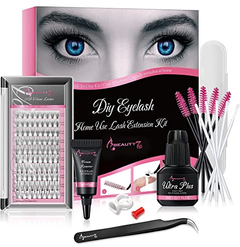 Beauty7 wimpernverlängerung set Falsche Wimpern Verlängerung Übung kit DIY 20D Wimpern Starter Kit mit Wimpernkleber Entferner Cream Pinzette