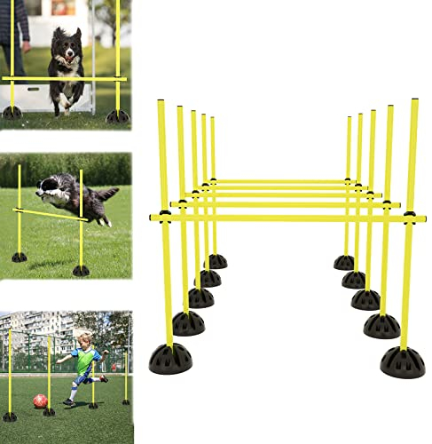 LZQ Sprungstangen-Set Agility Hürdenset Trainingsstangen für Sprungkraft, Dribbling und Beweglichkeit Ideal für den Vereins- oder Schulsport, Gelb