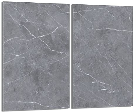 DarHaus Tabla de cortar decorativa de cristal templado y cubre vitro, Placa protectora de vitrocerámica 30 x 52 cm 2 piezas, para inducción, protección contra salpicaduras, decoración, MÁRMOL