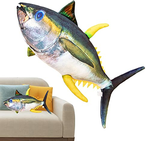 Kasmole Muñeco de Peluche de atún - Muñeco de Peluche de Pescado, simulación de atún, Peluche, Animal de Peluche,Cojín de Felpa, Juguetes de Peluche cómodos, Almohada para Dormir de algodón PP