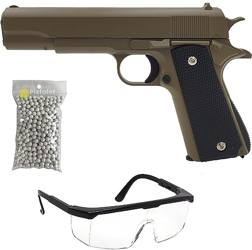 Saigo Defense Pack Muelle Airsoft Estilo Pistola 1911 / Colores: Negro y Tan (Desierto) / Material: Metal/Potencia 0.3 Joule/Suministrado con Accesorios
