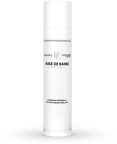 Le Nouvel Homme D.C-Huile à barbe-Soin barbe homme-Sérum Barbe Pousse-Huile d’Argan-Hydratante & Nourrissante-Favorise la pousse de la barbe-100ML-Qualité professionnelle-Fabriqué en France