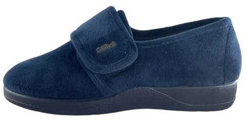 DeValverde Zapato Invierno para Mujer Pies Delicados - Anatómica Flexible y Ligera con Velcro - Terciopelo - Suela Antideslizante - Plantilla Acolchada - 35-42EU (Azul, 39)