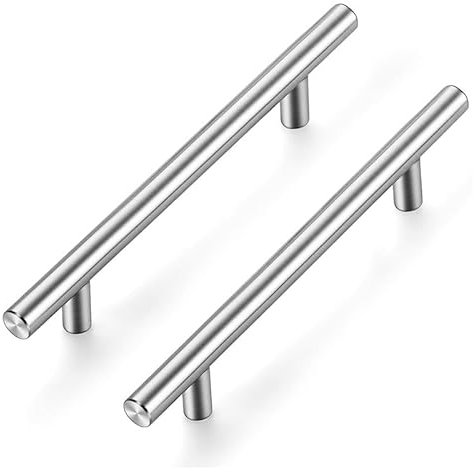 Ravinte 10 Stück Silber Möbelgriffe T Bar Griffe für Küchenschränke 128mm Lochzentrum Schrankgriffe Griffe Rostfreier Edelstahl Möbel Türgriffe