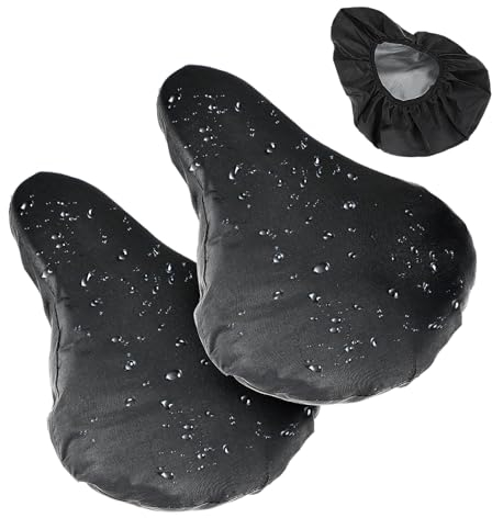 TIESOME 2 Stück wasserdichter Fahrradsitzbezug, Fahrradsitzbezug Regen Fahrradkissen Sitzschutz mit Kordelzug waschbarer Fahrradsattelbezug Fahrrad Regenschutz Zubehör für Damen und Herren Stadt/Berg