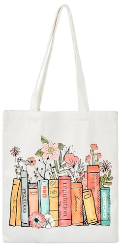 volumoon Sacs Fourre Tout à Fleurs, Sac en Toile de Coton, Sac en Tissu Imprimé, Sacs Fourre Tout Esthétiques, Respectueux de L'environnement, Sac Fourre Tout pour L'école, Travail, Plage