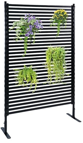 Metal Privacy Screen Outdoor Freestanding, 44 W x 71 H, Black